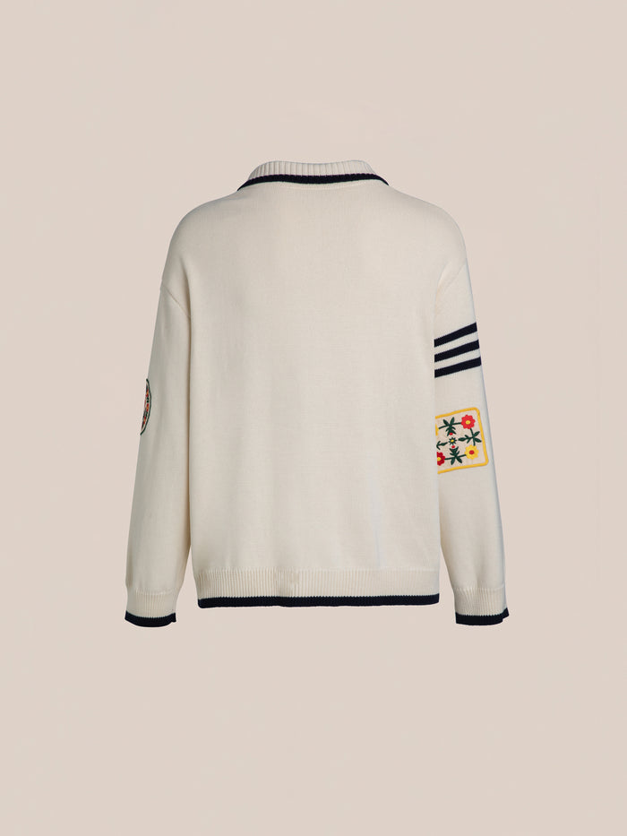 FOUND VARSITY PATCH CARDIGAN