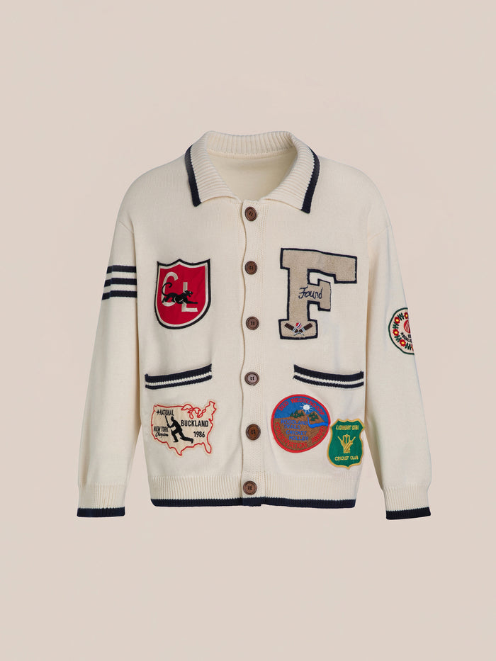 FOUND VARSITY PATCH CARDIGAN