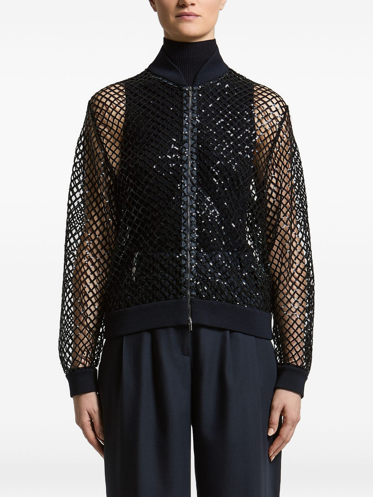 PESERICO AUREA PAILLETTES FISHNET BOMBER