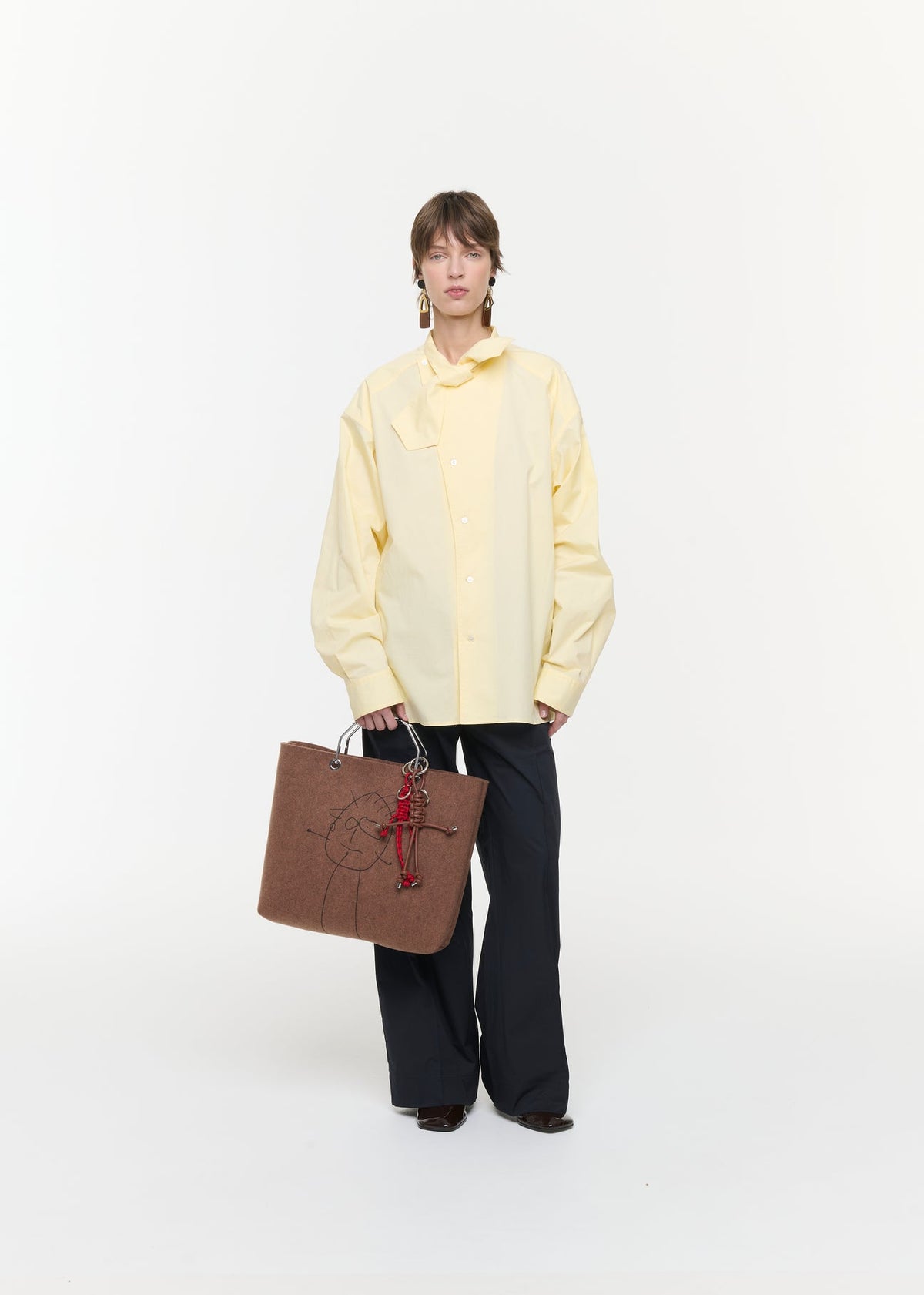 PLAN C SCARF COLLAR SHIRT