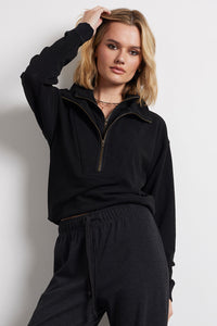 BOBI ZIP FUNNEL NECK PULLOVER