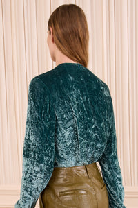 ULLA JOHNSON VESA LS VELVET BOW BLOUSE