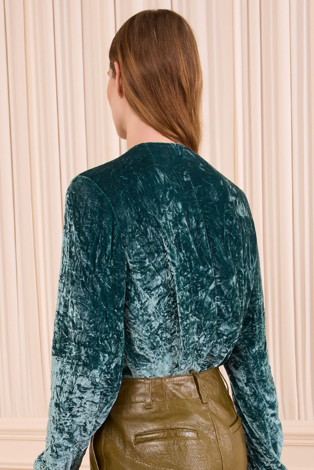 ULLA JOHNSON VESA LS VELVET BOW BLOUSE
