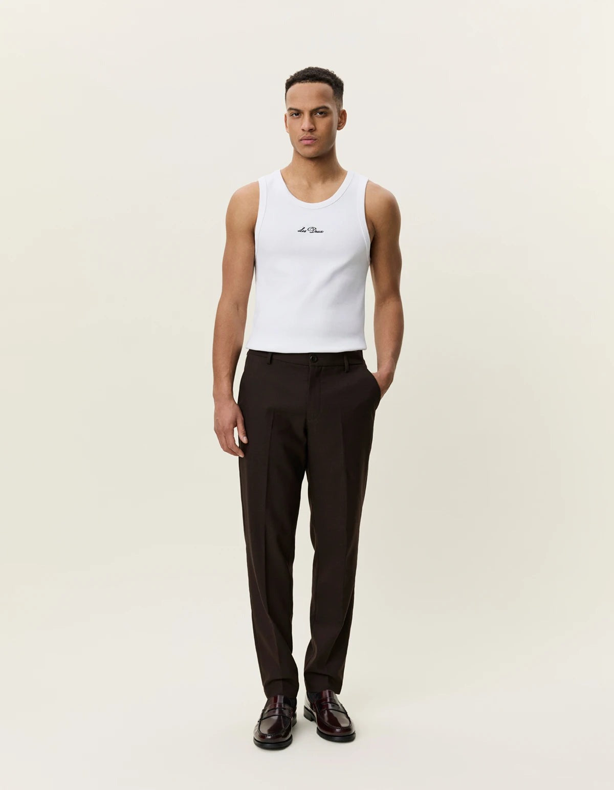 LES DEUX BRUSHED TWILL REG SUIT PANTS