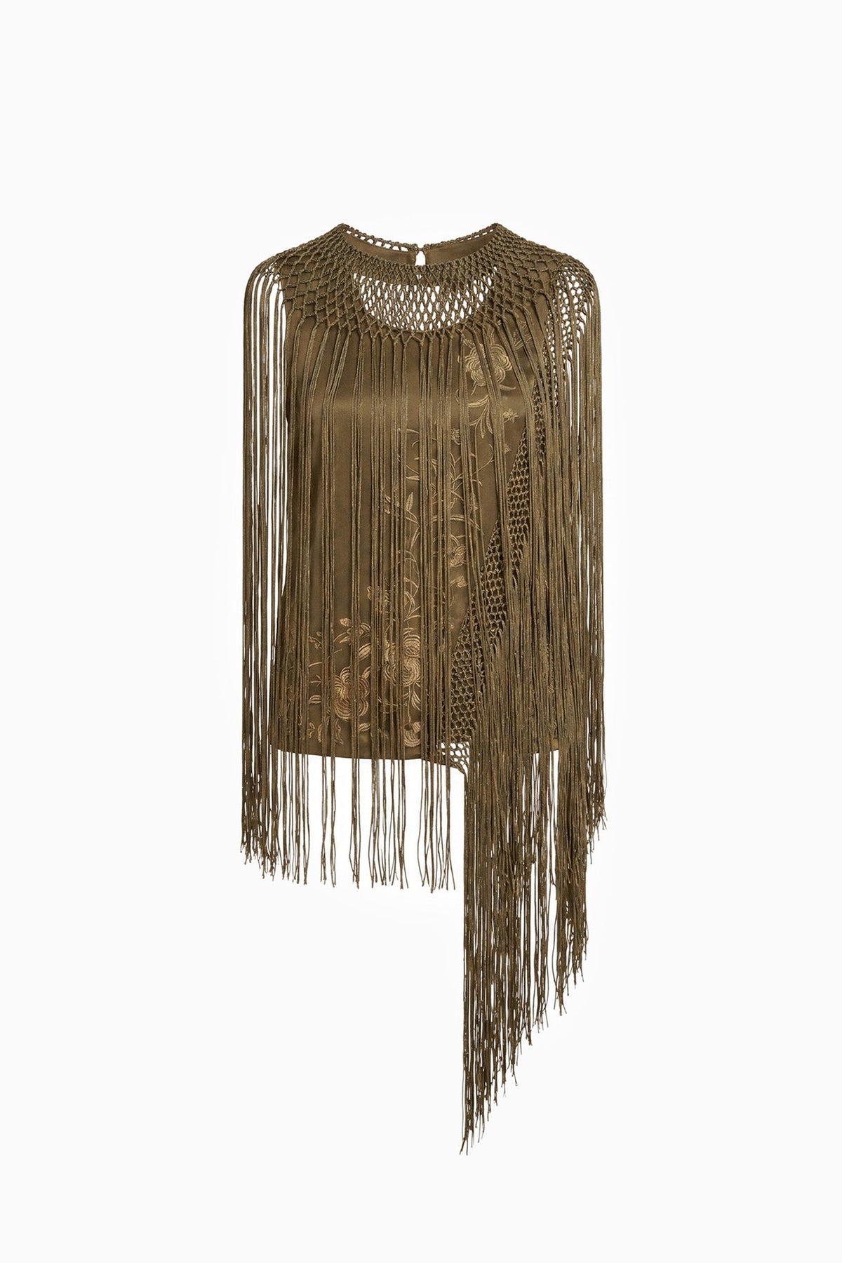 ULLA JOHNSON WILLA SILK FRINGE TOP