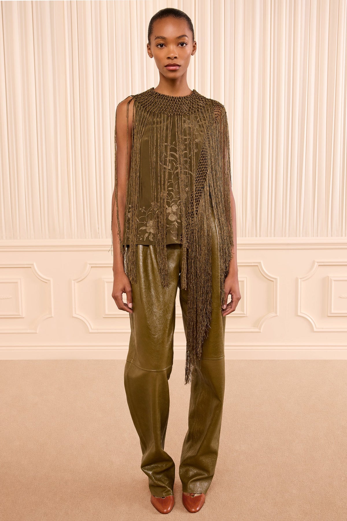 ULLA JOHNSON WILLA SILK FRINGE TOP