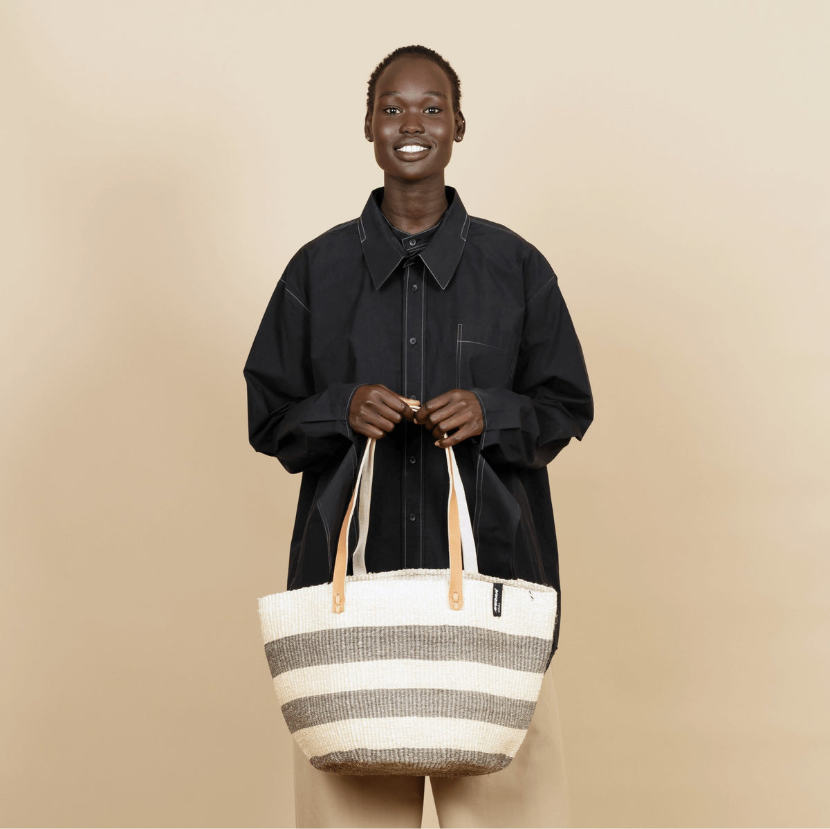 MIFUKO KIONDO SHOPPER STRIPES M
