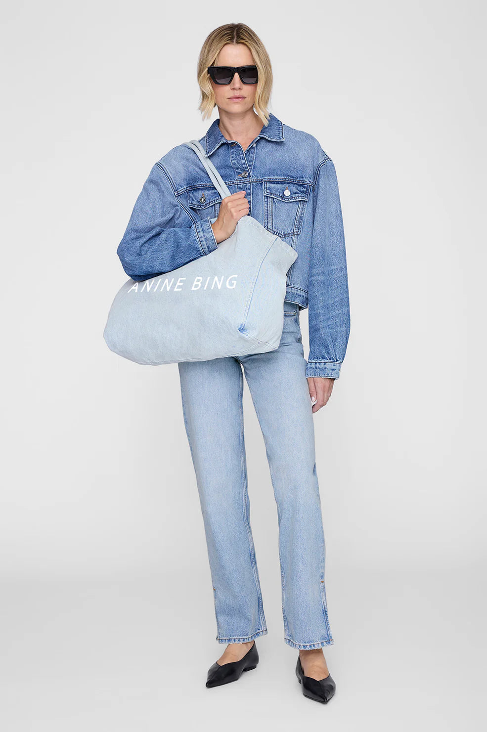 ANINE BING LEO DENIM TOTE