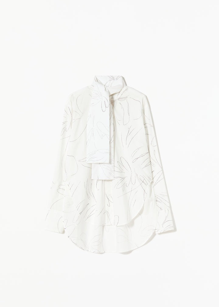 PLAN C FLOWER SHIRT WITH SCARF