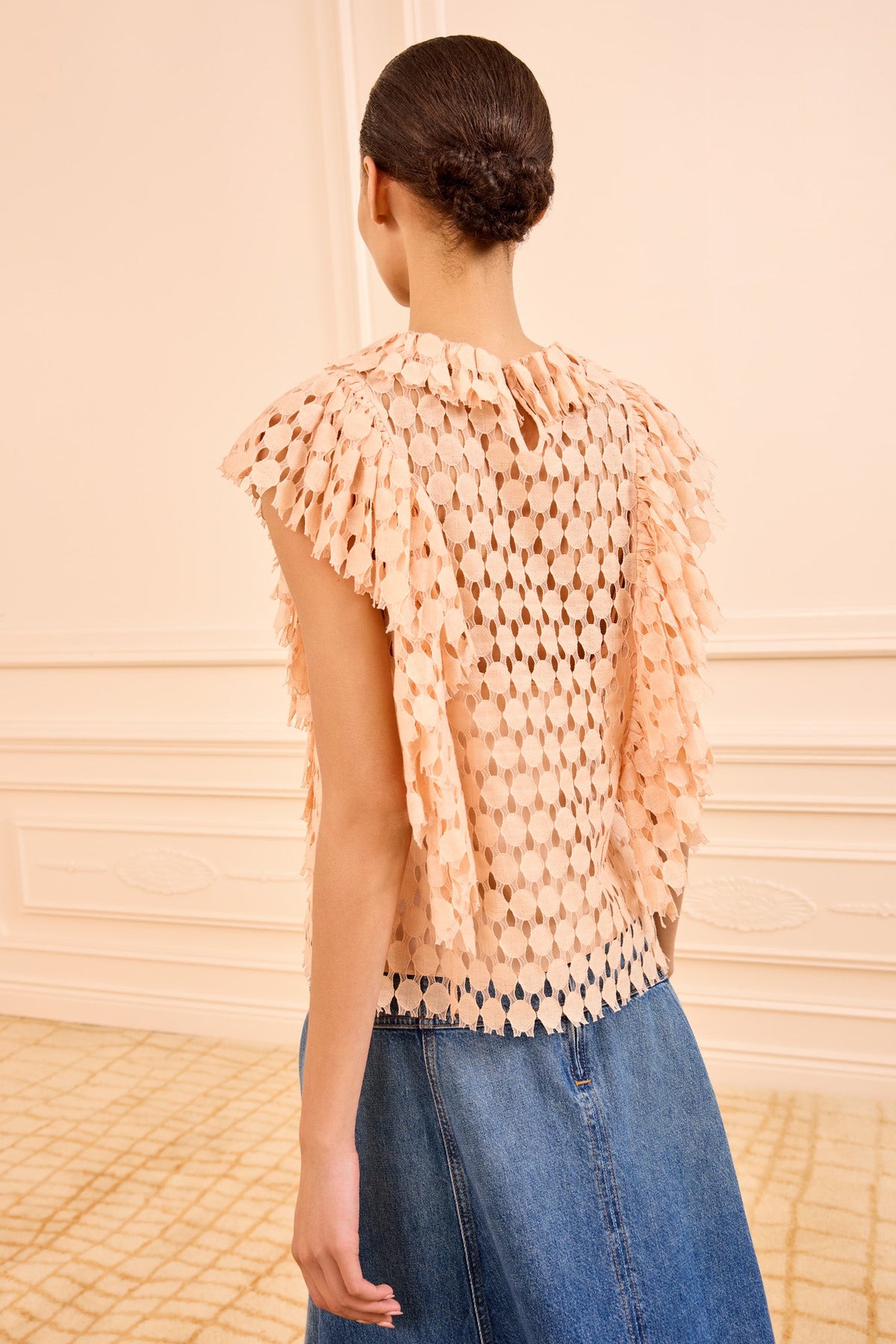 ULLA JOHNSON DAEVY LACE SS TOP
