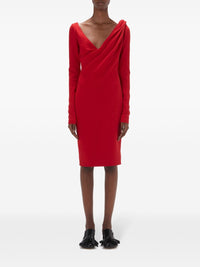 JW ANDERSON SHOULDER DRAPE V-NECK DRESS
