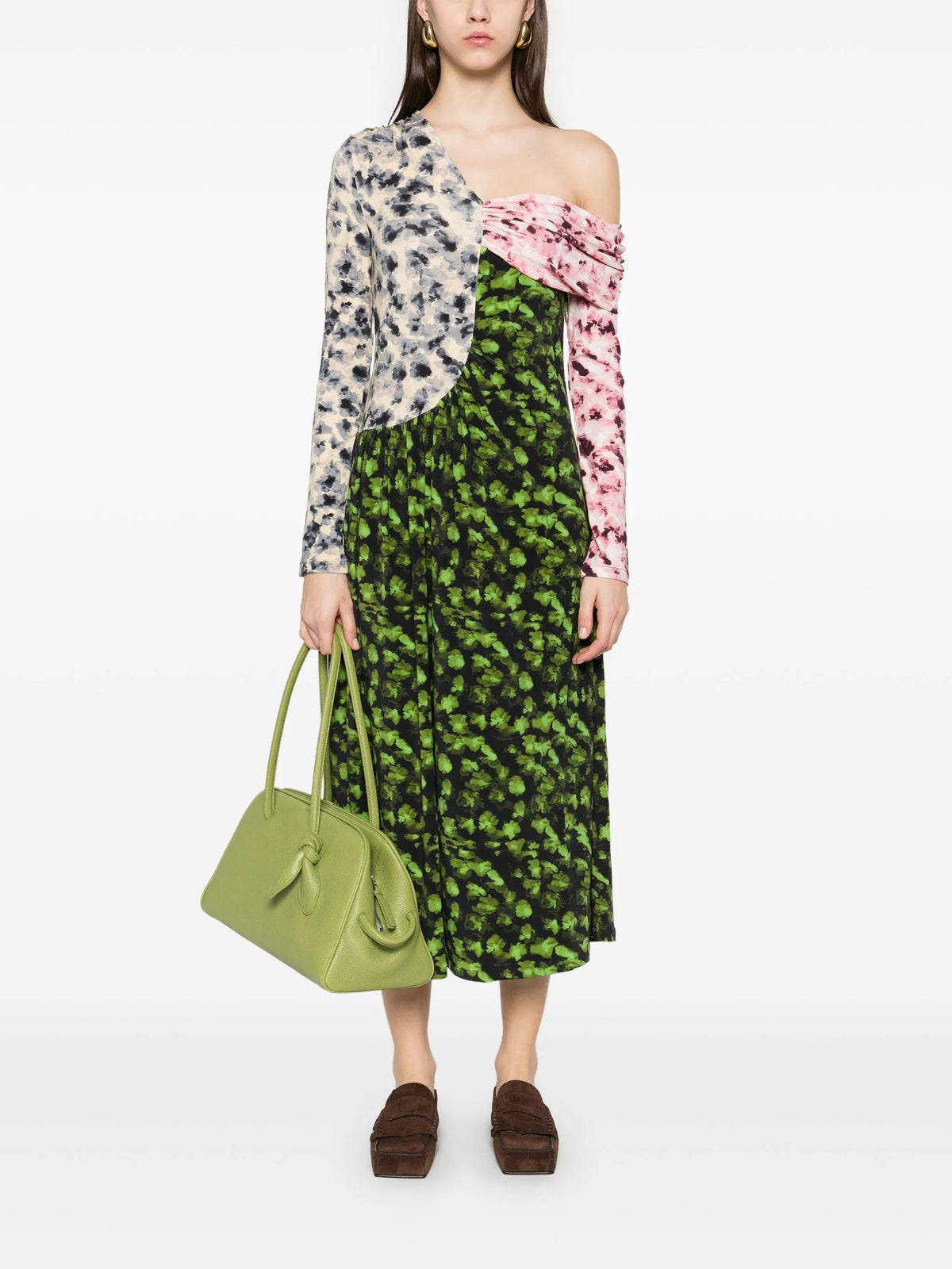 STINE GOYA ONE SHOULDER PRINT DRESS