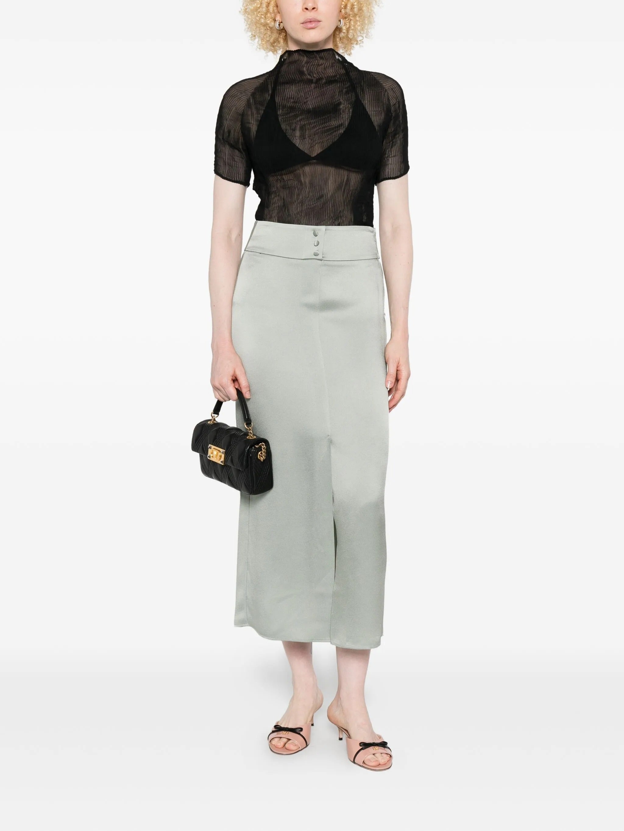 FORTE FORTE SATIN PENCIL SKIRT