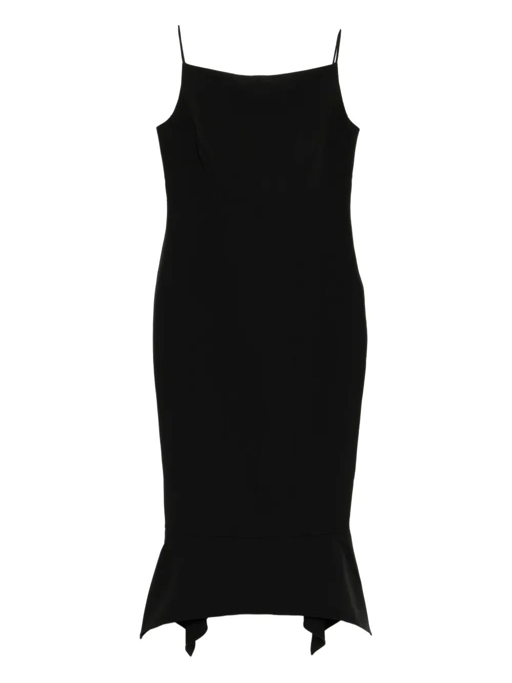 ROLAND MOURET FISHTAIL HEM MIDI DRESS