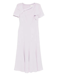 ROLAND MOURET SHOULDER DRAPE MIDI DRESS