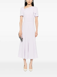 ROLAND MOURET SHOULDER DRAPE MIDI DRESS