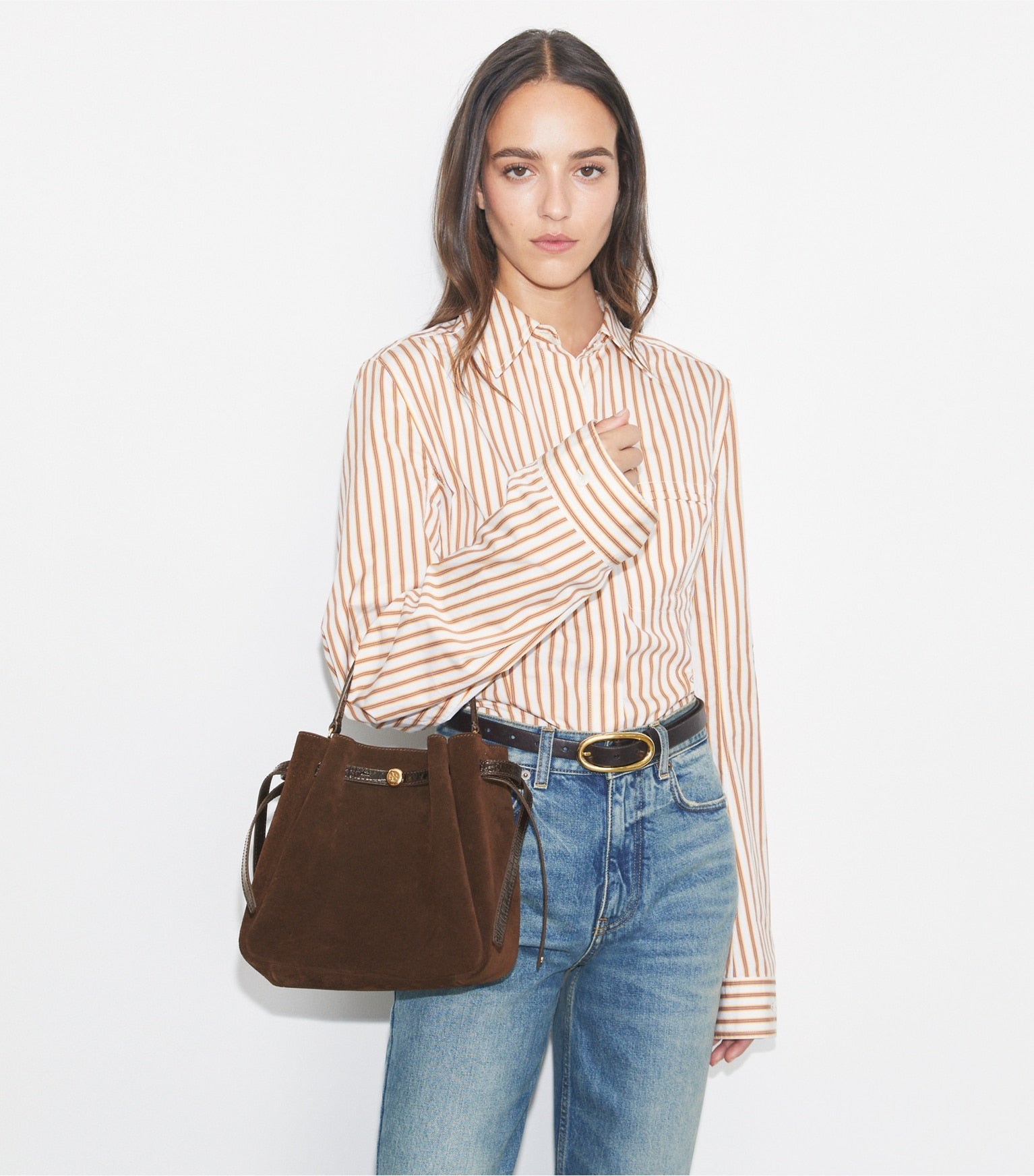 TORY BURCH ROMY SUEDE BUCKET BAG