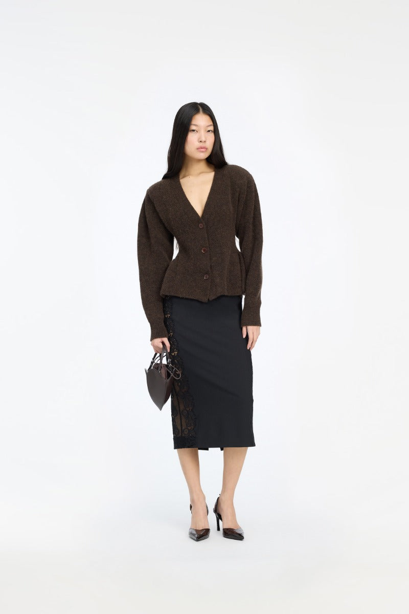 ROTATE LACE INSERTED PENCIL SKIRT