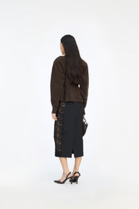 ROTATE LACE INSERTED PENCIL SKIRT