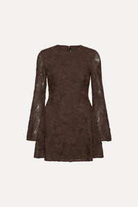 ROTATE FLOWER MESH LS MINI DRESS