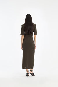 ROTATE DRAPED MIDI DRESS